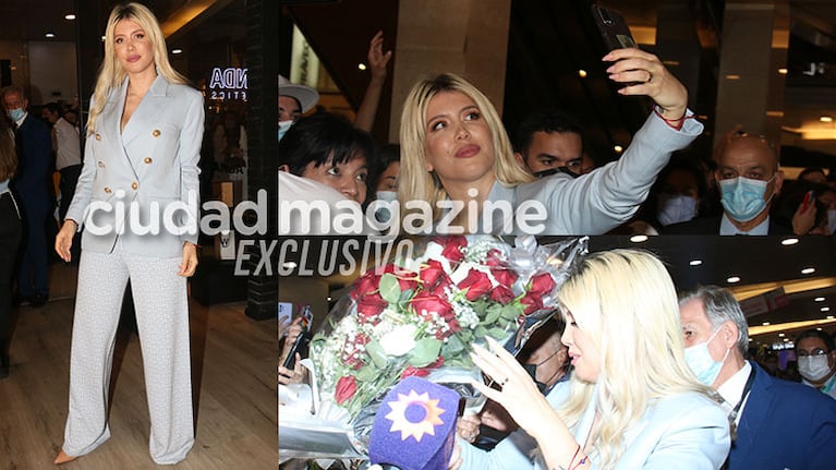 Wanda Nara, a pura selfie con sus fanáticos en un centro comercial de Argentina (Fotos: Movilpress). 