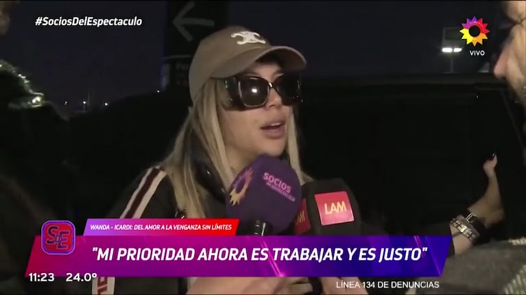 Wanda Nara al volver de Europa (Foto: Captura SociosDelEspectáculo)