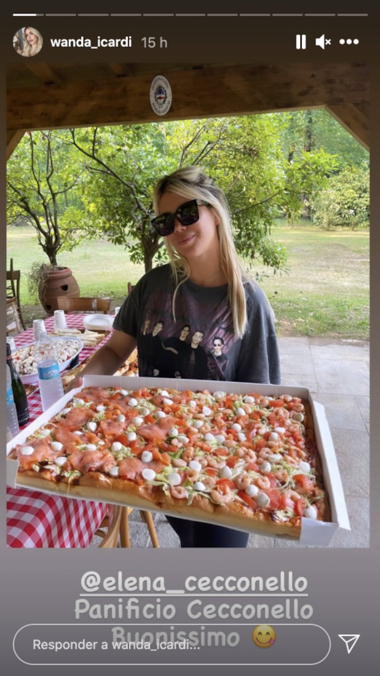 Wanda Nara compartió la pizza XXL con la que sorprendió a sus hijos: "¡Buenísima!"