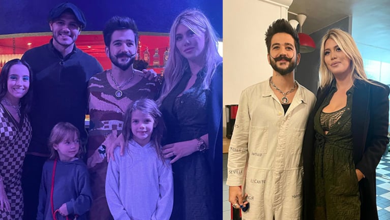 Wanda Nara compartió las fotos del tierno encuentro de sus hijas con Camilo tras su show..