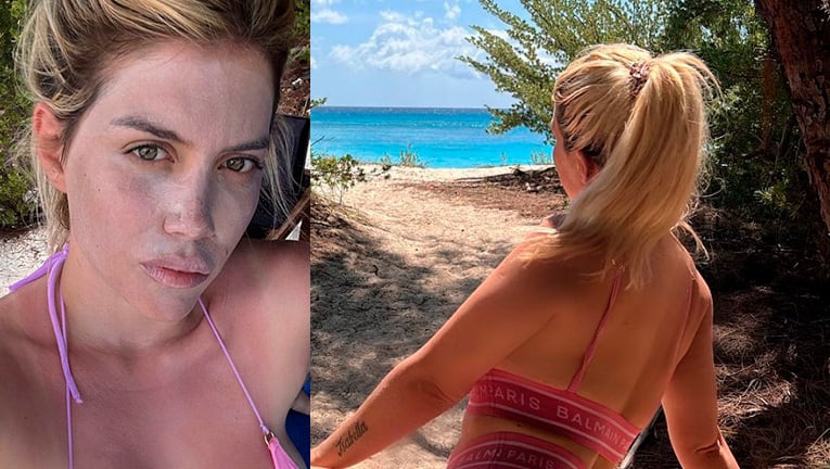 Wanda Nara compartió una pícara foto para demostrar que tomó demasiado sol en África.