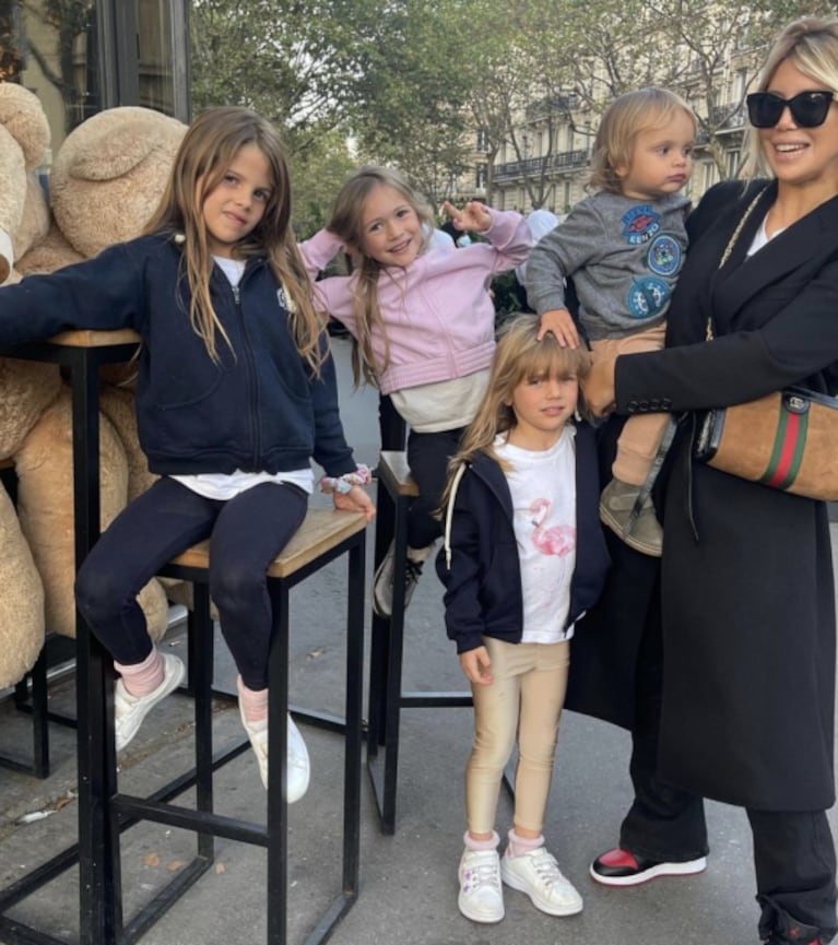 Wanda Nara continúa como niñera de los hijos de Zaira: "Con mis sobrinos merendando en París"