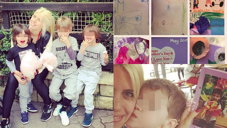 Wanda Nara, feliz con los obsequios de sus tres hijos mayores (Fotos: Twitter e Instagram).