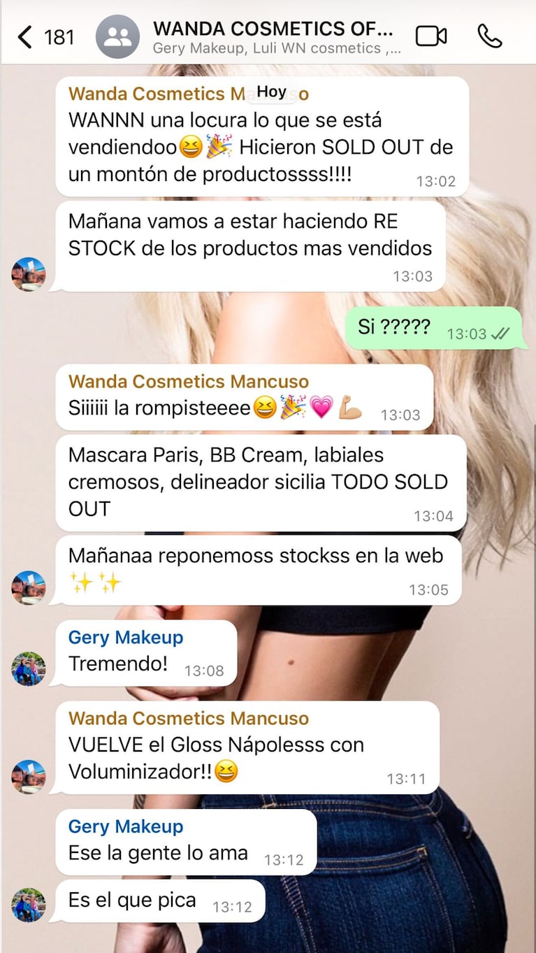 Wanda Nara feliz por las ventas de sus cosméticos.