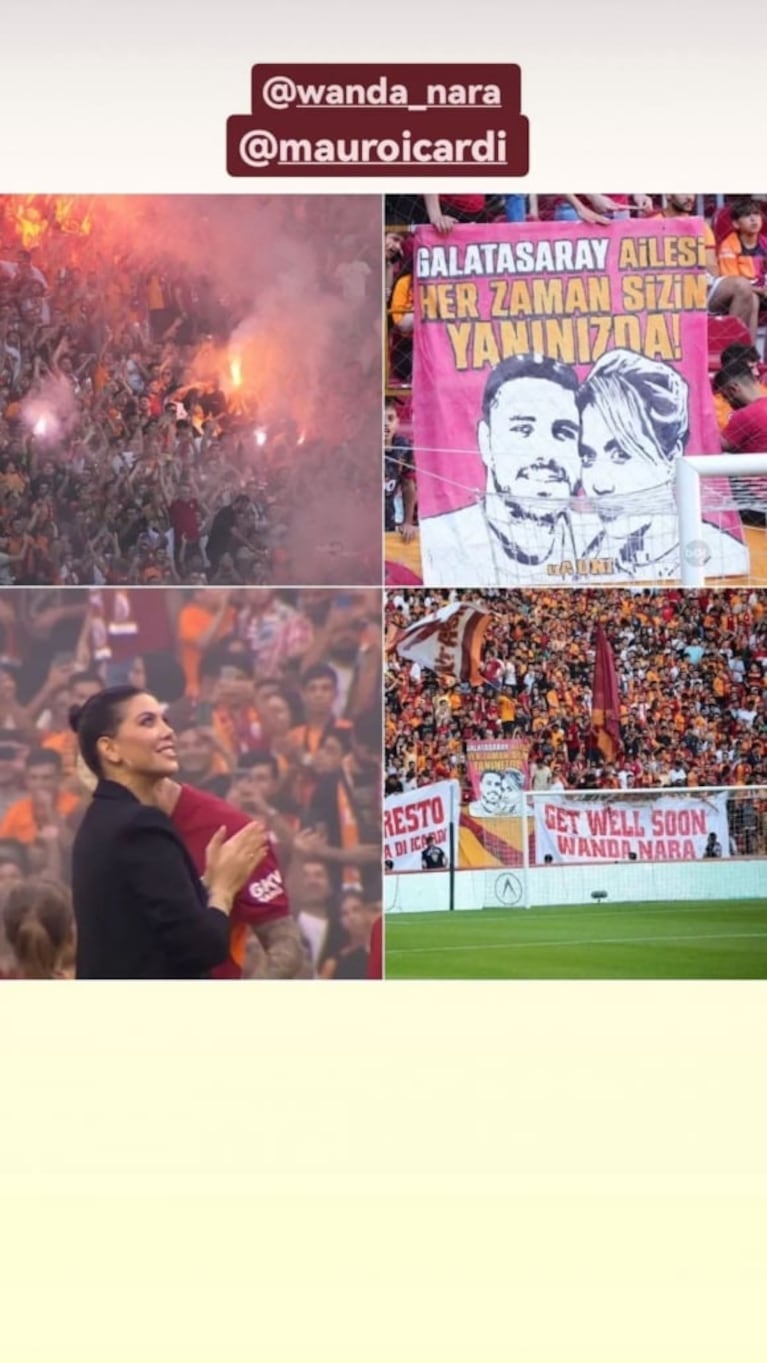 Wanda Nara fue ovacionada en el estadio del Galatasaray por 40 mil personas: "Que te mejores pronto"