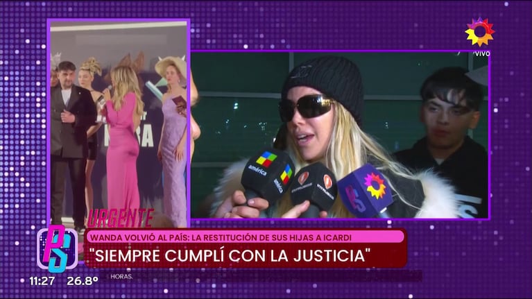 Wanda Nara habló con la prensa tras llegar a Argentina (Foto: captura de eltrece).