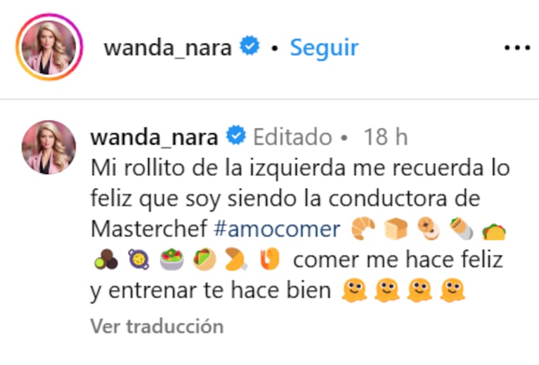 Wanda Nara habló sobre sus "rollitos" desde el gimnasio: "Comer me hace feliz y entrenar me hace bien"