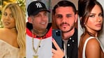 Wanda Nara, L-Gante, Mauro Icardi y la China Suárez (fotos: web)