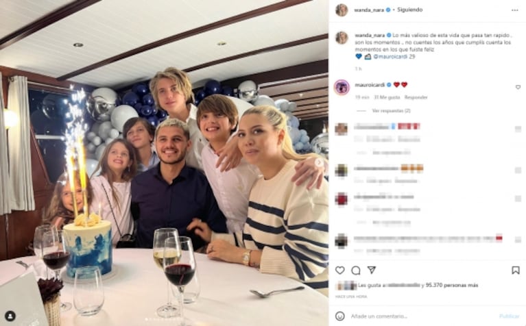 Wanda Nara le festejó el cumpleaños a Mauro Icardi en un barco: "Sos más hermoso por dentro que por fuera, nunca cambies"