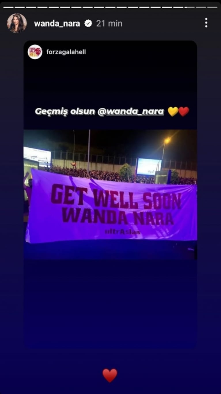 Wanda Nara llegó a Estambul y una multitud la recibió con emotivos mensajes: “Mejorate pronto”