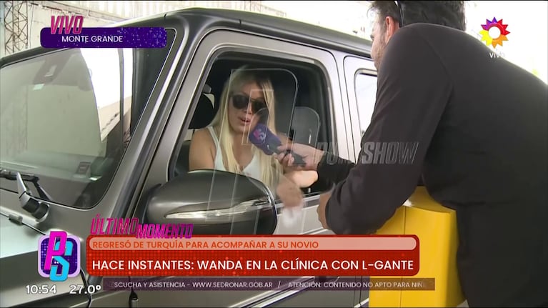 Wanda Nara llegó a la clínica para acompañar a L-Gante (Foto: captura de Puro Show).