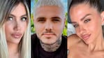 Wanda Nara, Mauro Icardi y la China Suárez (Fotos: redes sociales).