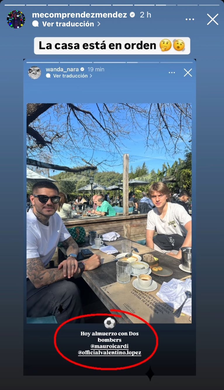 Wanda Nara, Mauro Icardi y Valentino López (Foto: captura de @mecomprendezmendez)