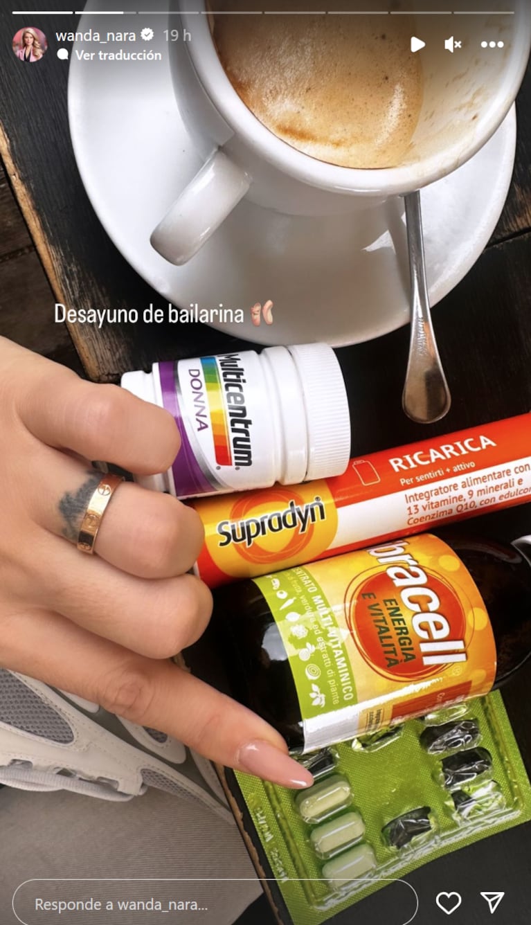 Wanda Nara mostró el cóctel de vitaminas y remedios que consume a diario: “Desayuno de bailarina”