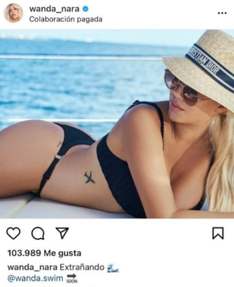 Wanda Nara posteó una foto en microbikini con un llamativo mensaje que después borró: "Extrañando"