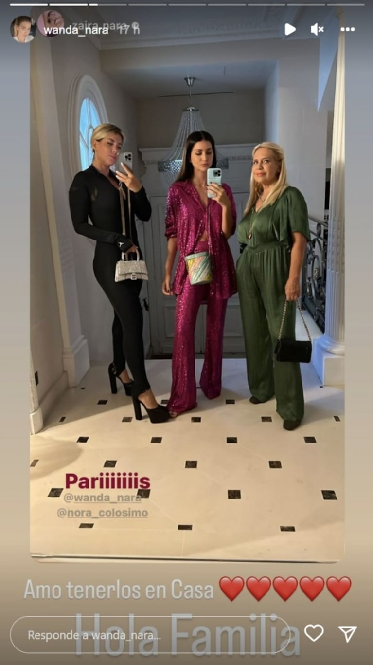 Wanda Nara recibió en París la visita de su mamá y Zaira: los looks de la primera salida