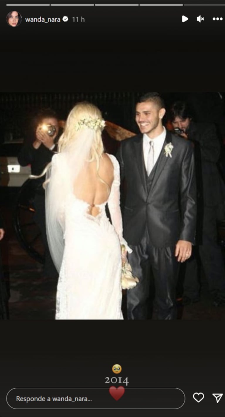 Wanda Nara recordó su boda con Mauro Icardi y se mostró muy enamorada