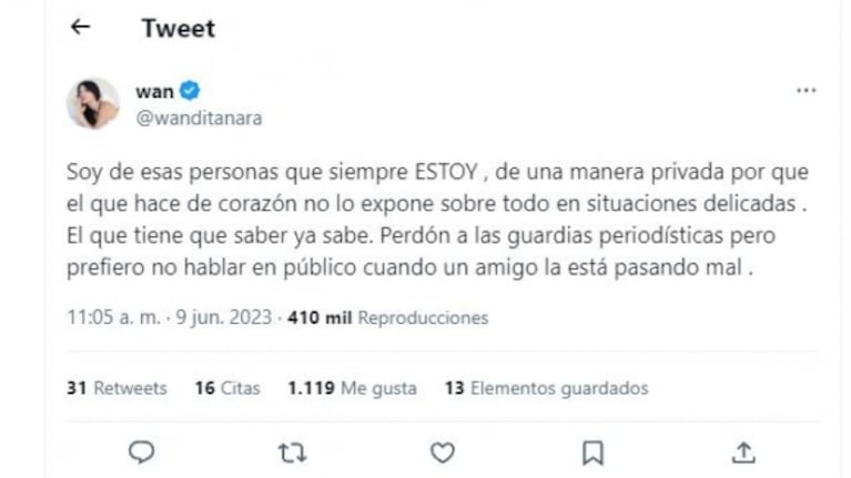 Wanda Nara rompió el silencio tras la detención de L-Gante y cruzó a quienes la criticaron