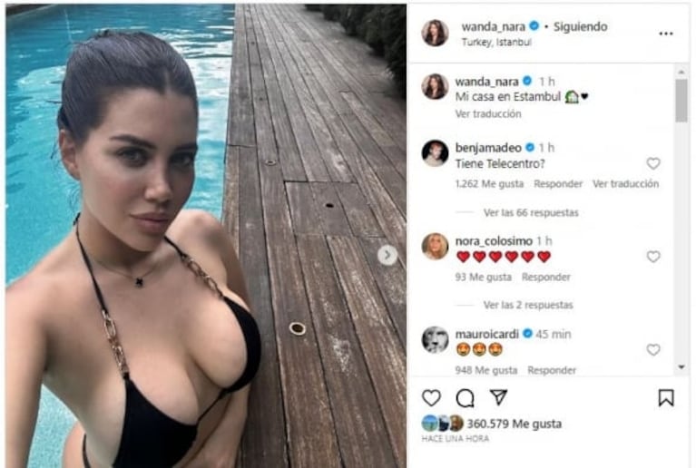 Wanda Nara se mostró en bikini en su lujosa pileta de Estambul: "Mi casa"