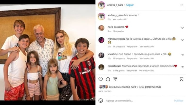 Wanda Nara se reencontró con su papá Andrés y posaron para una foto familiar: "Mis amores"