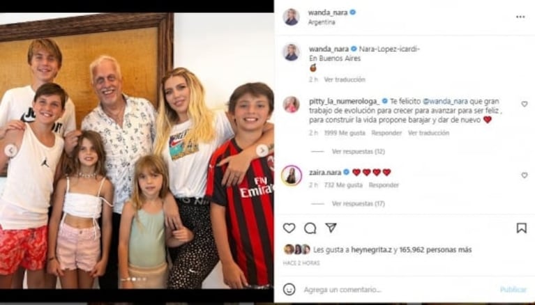 Wanda Nara se reencontró con su papá Andrés y posaron para una foto familiar: "Mis amores"