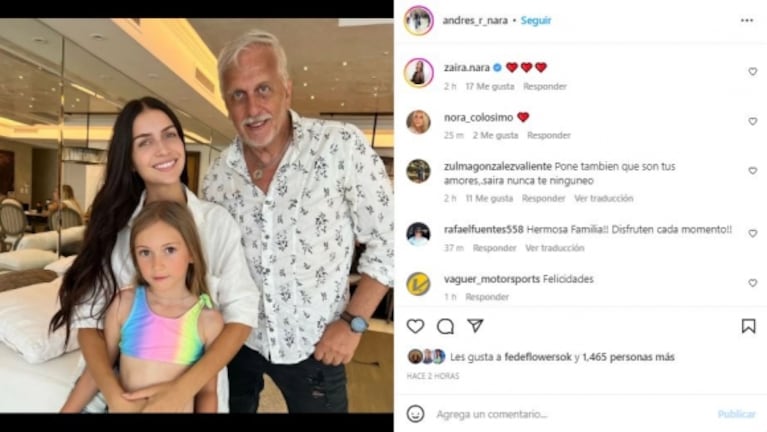 Wanda Nara se reencontró con su papá Andrés y posaron para una foto familiar: "Mis amores"