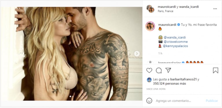 Wanda Nara y Mauro Icardi compartieron una atrevida foto juntos: "Tú y yo, mi frase favorita"