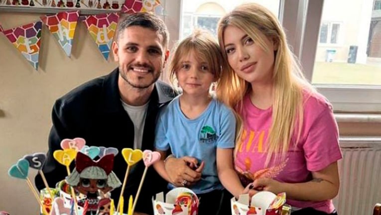 Wanda Nara y Mauro Icardi, juntos en el cumpleaños de su hija Isabella.