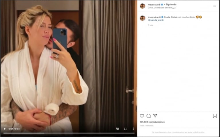 Wanda Nara y Mauro Icardi sellaron su reconciliación con un video a puro mimo: "Desde Dubai, con mucho amor"