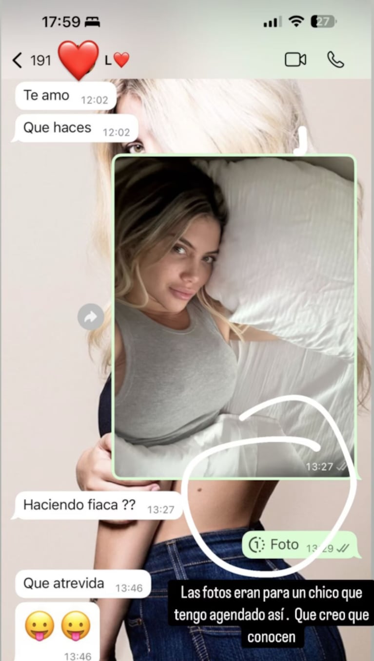 Wanda se refirió a su foto hot, ¿para L-Gante? Foto: IG | wanda_nara