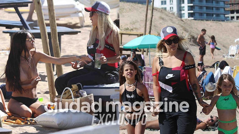 Wanda y Zaira Nara en Punta del Este con sus hijos (Fotos: GM Press). 