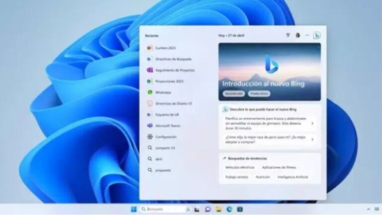 Windows 11 se actualiza para integrar el nuevo Bing con IA en la barra de tareas