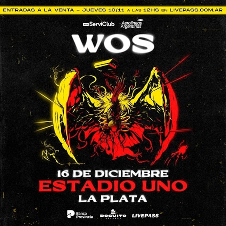 Wos despide el año el 16 de diciembre en el Estadio Uno de La Plata: cuándo y cómo comprar las entradas
