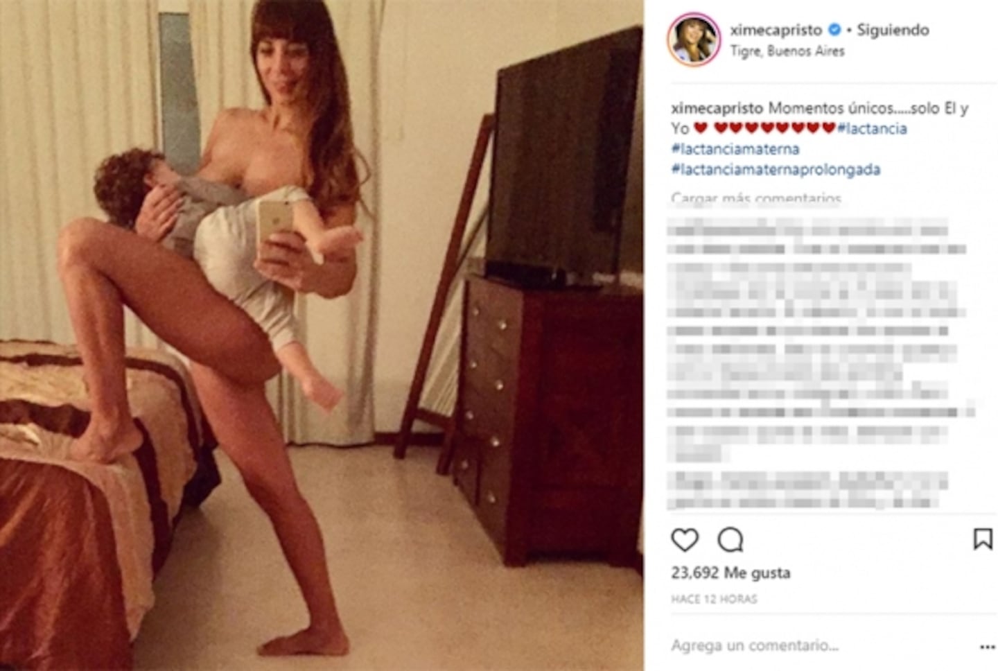 Ximena Capristo recibió duras críticas por publicar una foto amamantando  semidesnuda: ¡su tajante respuesta! | Ciudad Magazine