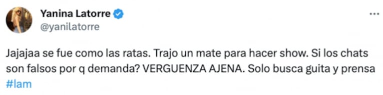 Yanina Latorre atacó a Estefanía Berardi tras su salida de LAM: "Como las ratas"