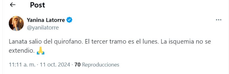 Yanina Latorre contó cómo salió Jorge Lanata del quirófano y dio detalles de su delicada salud