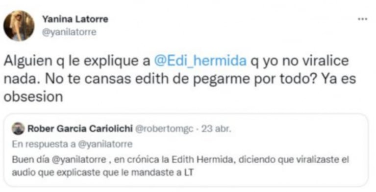 Yanina Latorre definió sin filtros a Edith Hermida: "Es una pobre obsesionada"