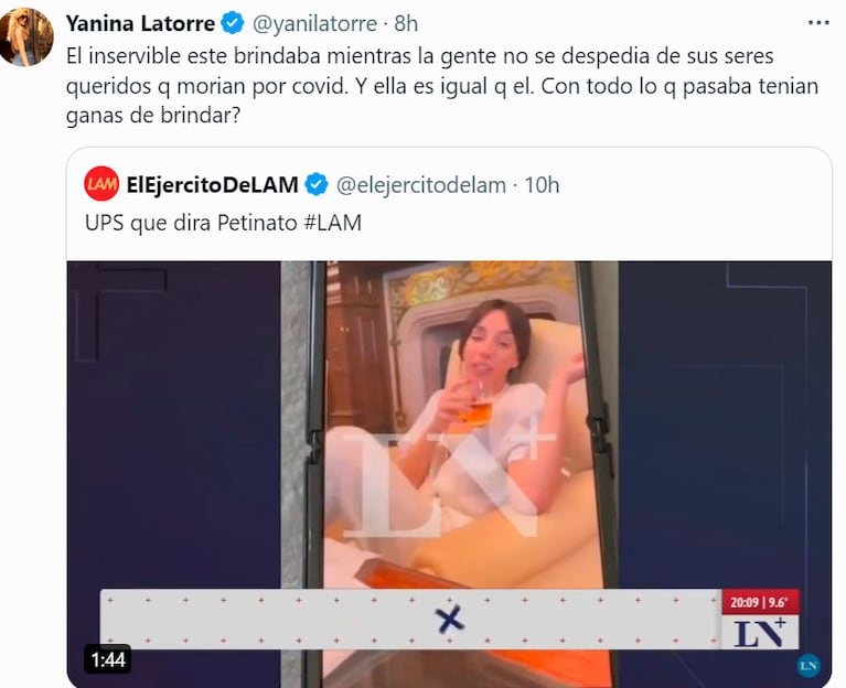 Yanina Latorre estalló contra Alberto Fernández y Tamara Pettinato, tras el polémico video en la Casa Rosada