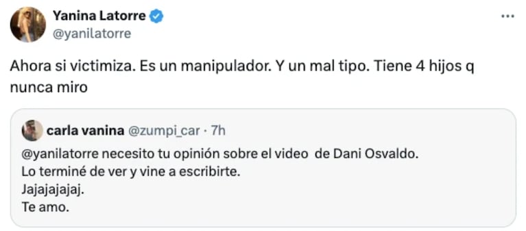 Yanina Latorre lanzó una tremenda teoría sobre el desesperado pedido de ayuda de Daniel Osvaldo