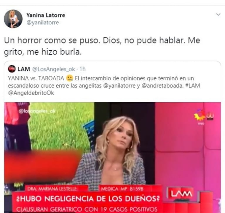 Yanina Latorre, lapidaria con Andrea Taboada tras su tremendo cruce: "El mediocre resentido ataca cuando no te puede superar"