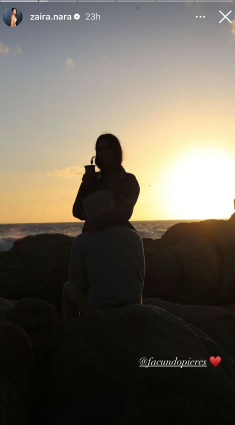 Zaira Nara compartió una romántica foto con Facundo Pieres en la playa tras las versiones de embarazo