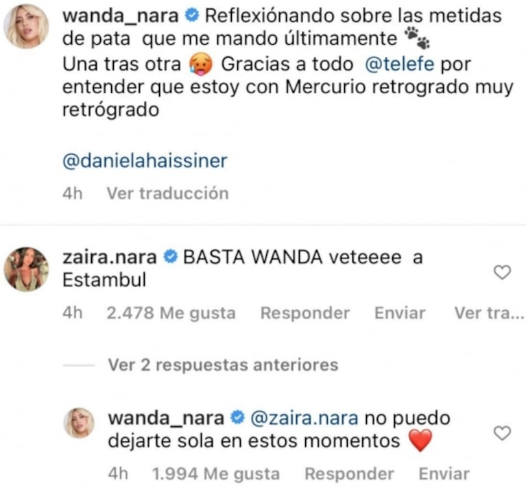 Zaira Nara le pidió a Wanda que volviera a Estambul para frenar los escándalos: la picante respuesta de su hermana